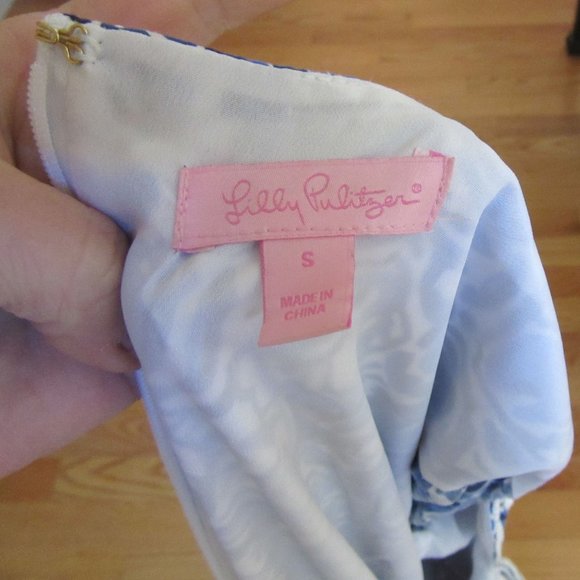 Lilly Pulitzer Julianna Embroidered Beaded Tunic Chasing Tail Blue/White Dress S - Picture 9 of 9